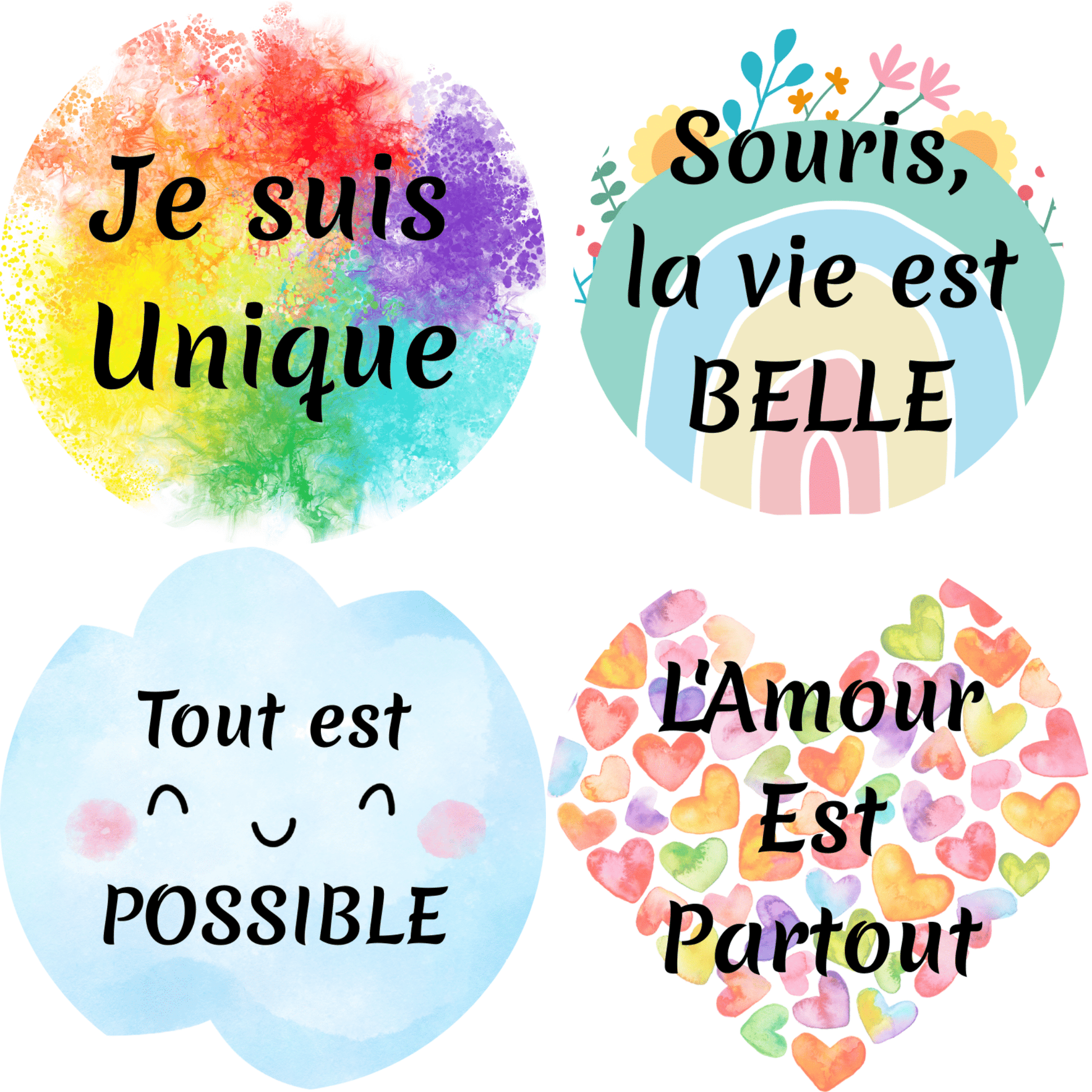Magnets d'Affirmations Positives - Ronds ou Carrés - Atelier Maliette