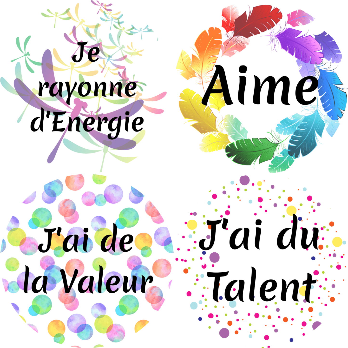 Magnets d'Affirmations Positives - Ronds ou Carrés - Atelier Maliette