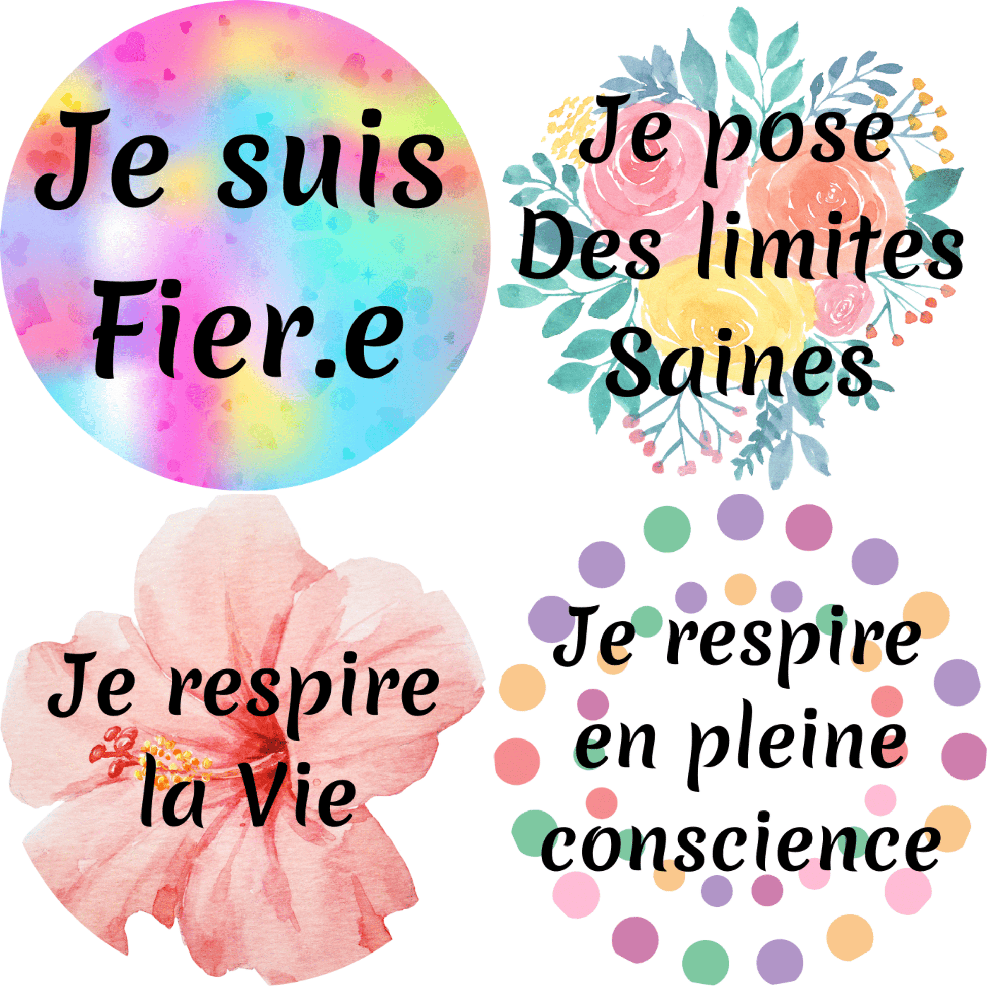 Magnets d'Affirmations Positives - Ronds ou Carrés - Atelier Maliette